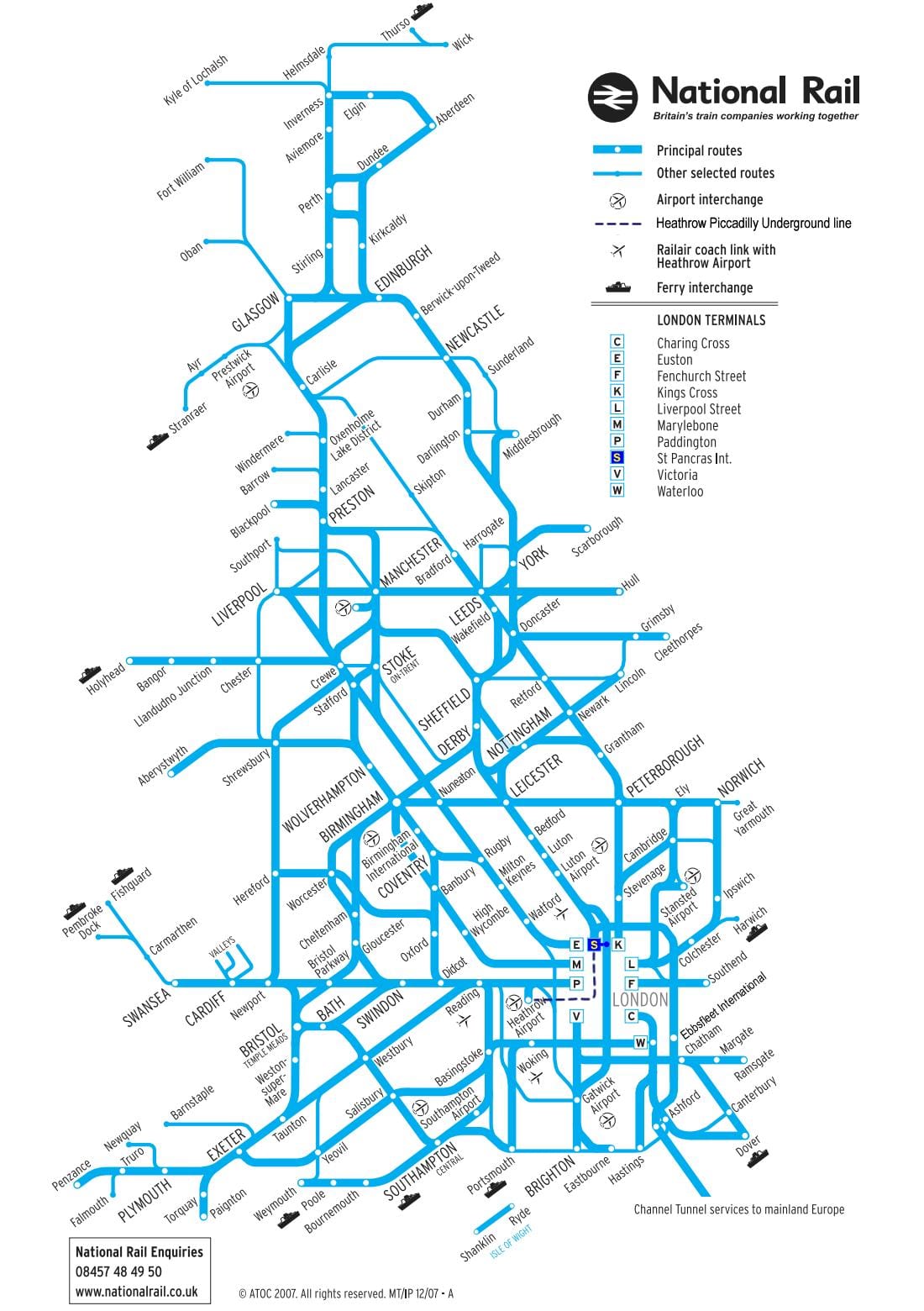 英国铁路系统的地图