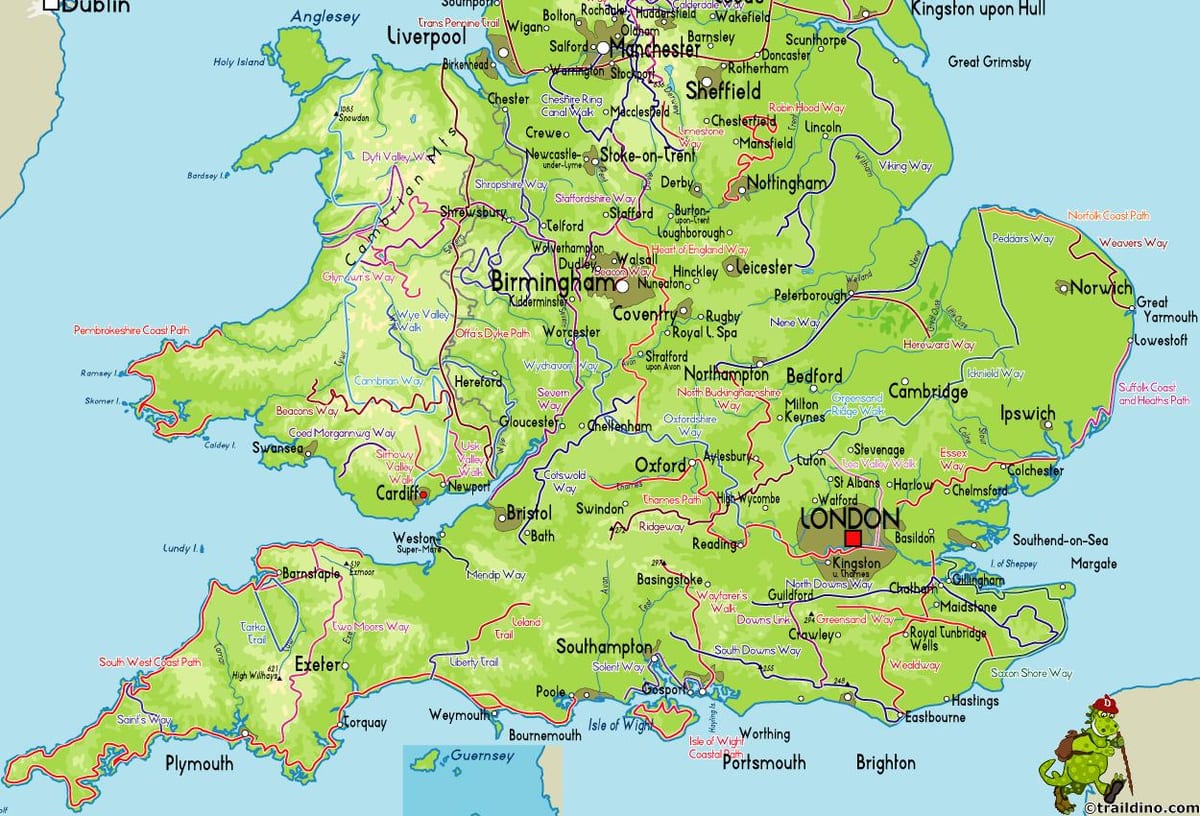 地图上的南部海岸城镇英国