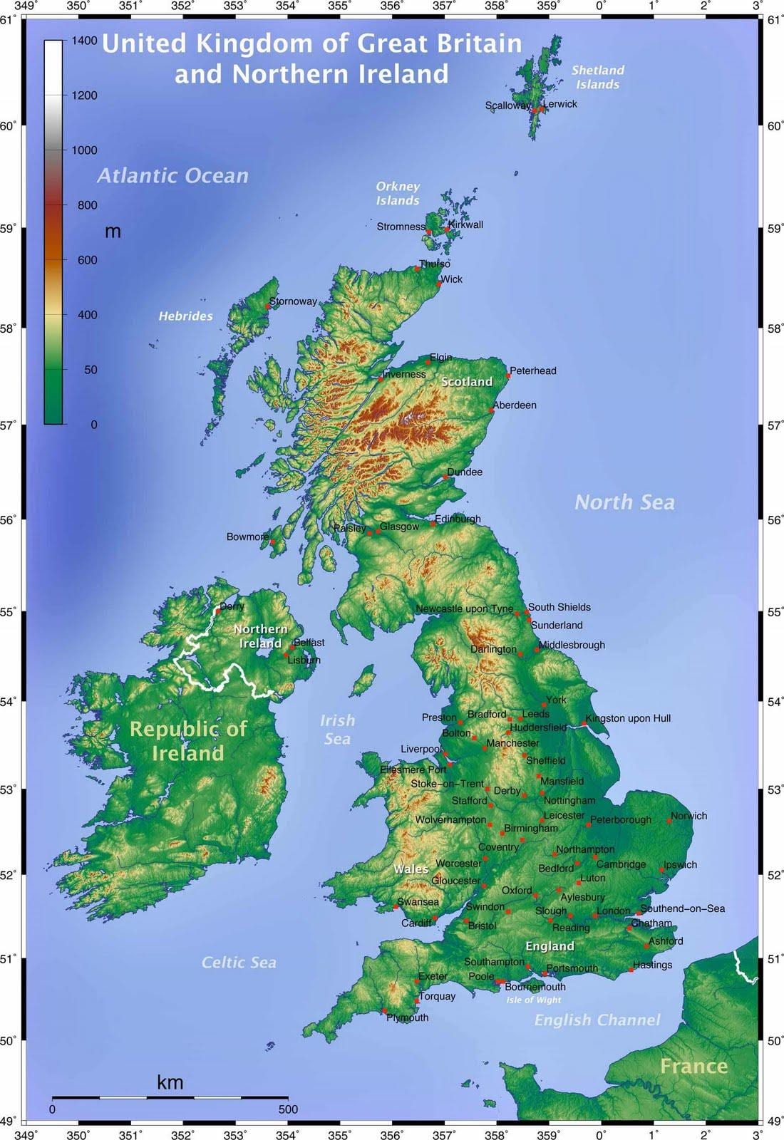 英国的地形图