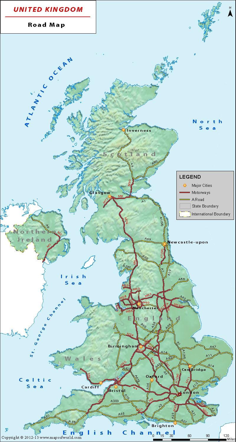 英国的道路网地图