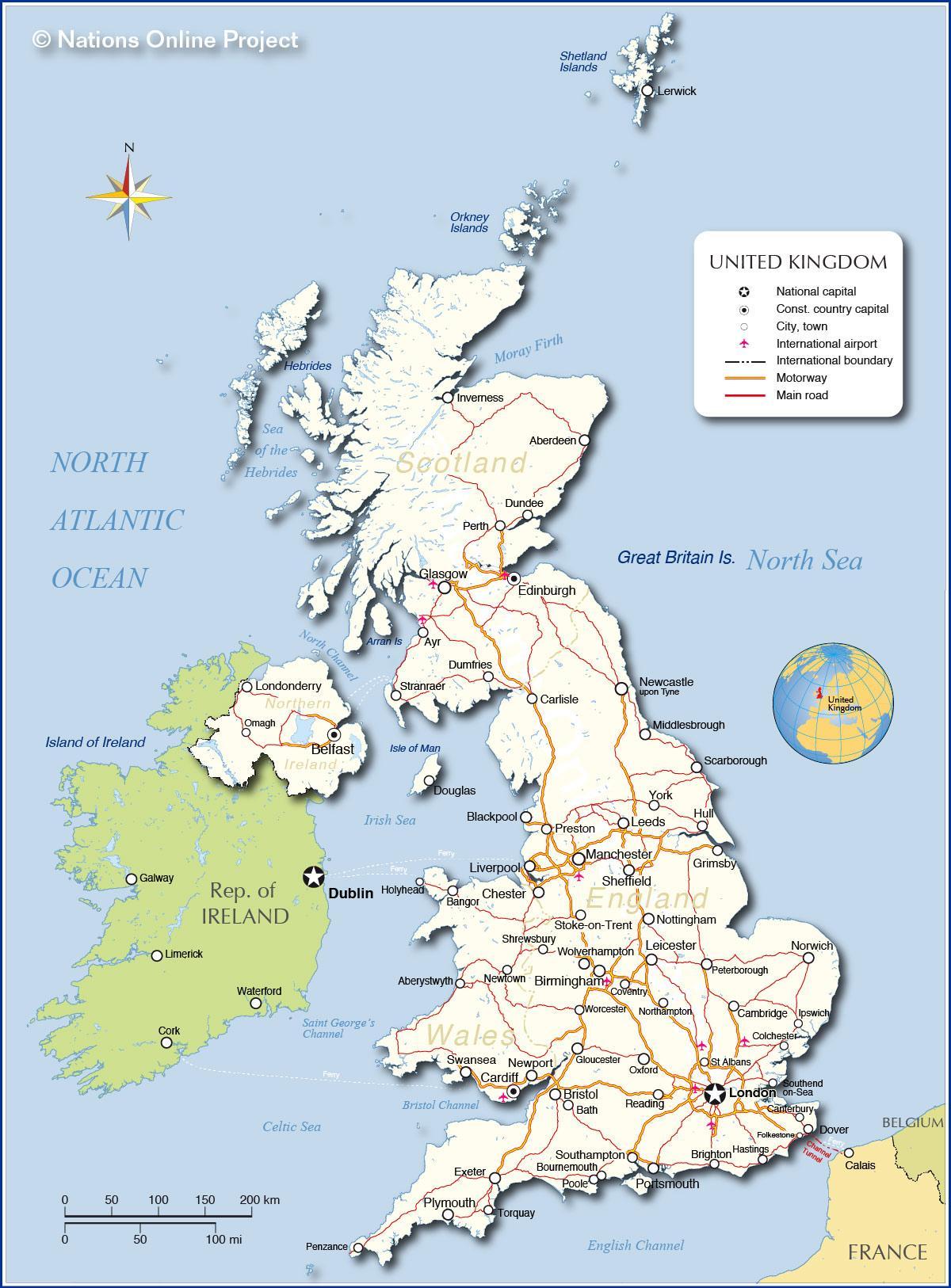 地图，显示英国机场